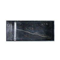 Vanityfus 29-in x 67-in Blue Gold Solid Surface Rectangle Alcove Freestanding Soaking Bathtub with Drain (Left Drain)