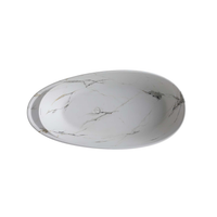 Vanityfus 34-in x 67-in Statuario White Marble Look Solid Surface Oval Freestanding Soaking Bathtub with Drain (Center Drain)