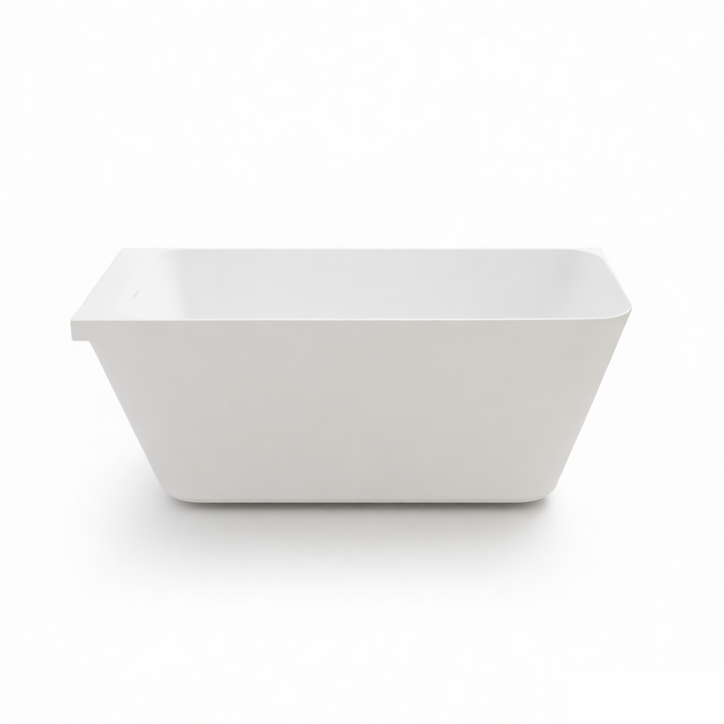 Vanityfus 29-in x 60-in Pure White Solid Surface Freestanding Rectangle Alcove Soaking Bathtub with Drain (Center Drain)