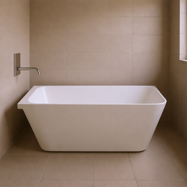 Vanityfus 29-in x 60-in Pure White Solid Surface Freestanding Rectangle Alcove Soaking Bathtub with Drain (Center Drain)