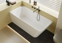 Vanityfus 29-in x 60-in Pure White Solid Surface Freestanding Rectangle Alcove Soaking Bathtub with Drain (Center Drain)