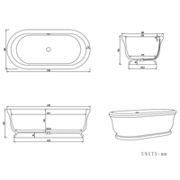 Vanityfus 32-in x 67-in Pure White Solid Surface Freestanding French Rolled Edge Soaking Bathtub with Drain (Center Drain)