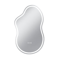 Vanityfus 24-in W 40-in H Irregular Frameless Wall-Mounted Beveled Dimmable LED Lighted Fog Free Bathroom Vanity Mirror in silver