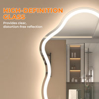 Vanityfus 24-in W 36-in H Irregular Frameless Wall-Mounted Beveled Dimmable LED Lighted Fog Free Bathroom Vanity Mirror in silver
