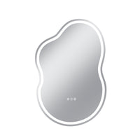 Vanityfus 24-in W 36-in H Irregular Frameless Wall-Mounted Beveled Dimmable LED Lighted Fog Free Bathroom Vanity Mirror in silver