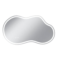 Vanityfus 27-in W 48-in H Irregular Frameless Wall-Mounted Beveled Dimmable LED Lighted Fog Free Bathroom Vanity Mirror in silver
