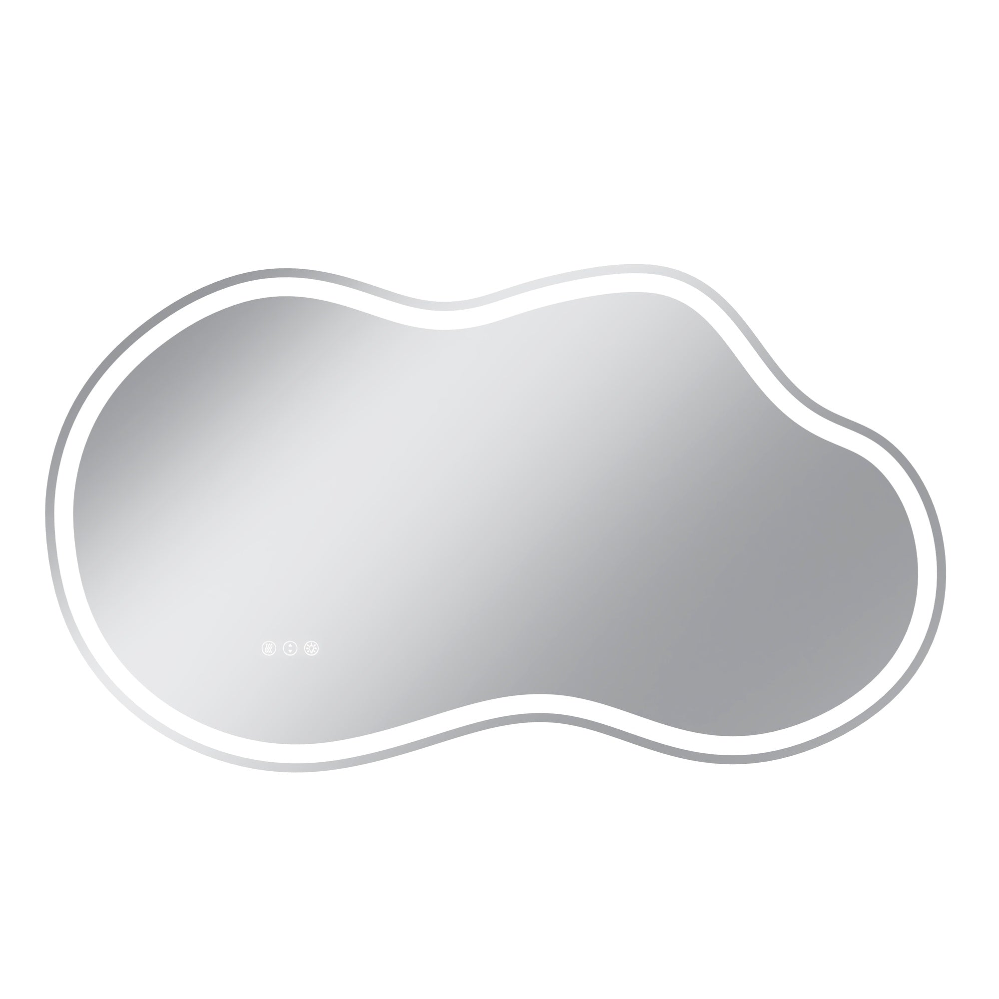 Vanityfus 27-in W 48-in H Irregular Frameless Wall-Mounted Beveled Dimmable LED Lighted Fog Free Bathroom Vanity Mirror in silver