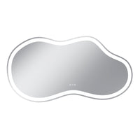 Vanityfus 32-in W 60-in H Irregular Frameless Wall-Mounted Beveled Dimmable LED Lighted Fog Free Bathroom Vanity Mirror in silver
