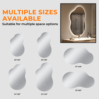Vanityfus 20-in W 32-in H Irregular Frameless Wall-Mounted Beveled Dimmable LED Lighted Fog Free Bathroom Vanity Mirror in silver