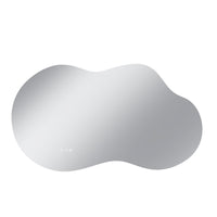Vanityfus 27-in W 48-in H Irregular Frameless Wall-Mounted Beveled Dimmable LED Lighted Fog Free Bathroom Vanity Mirror in silver