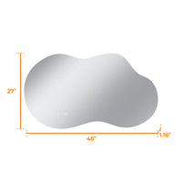 Vanityfus 27-in W 48-in H Irregular Frameless Wall-Mounted Beveled Dimmable LED Lighted Fog Free Bathroom Vanity Mirror in silver