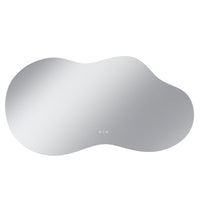 Vanityfus 32-in W 60-in H Irregular Frameless Wall-Mounted Beveled Dimmable LED Lighted Fog Free Bathroom Vanity Mirror in silver