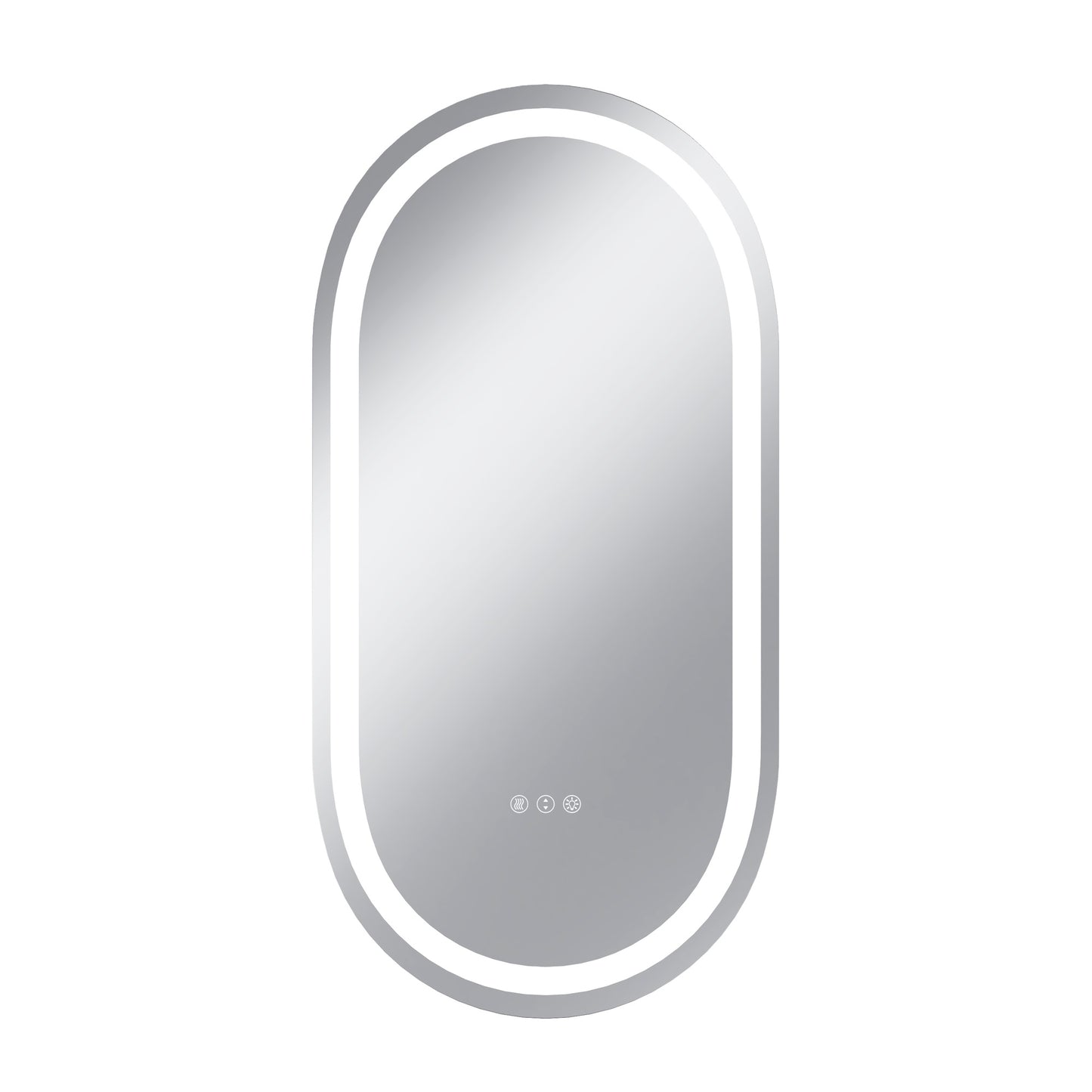 Vanityfus 20-in W 40-in H Oval Frameless Wall-Mounted Beveled Dimmable LED Lighted Fog Free Bathroom Vanity Mirror in silver