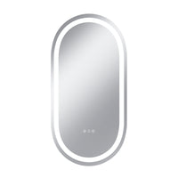 Vanityfus 20-in W 40-in H Oval Frameless Wall-Mounted Beveled Dimmable LED Lighted Fog Free Bathroom Vanity Mirror in silver