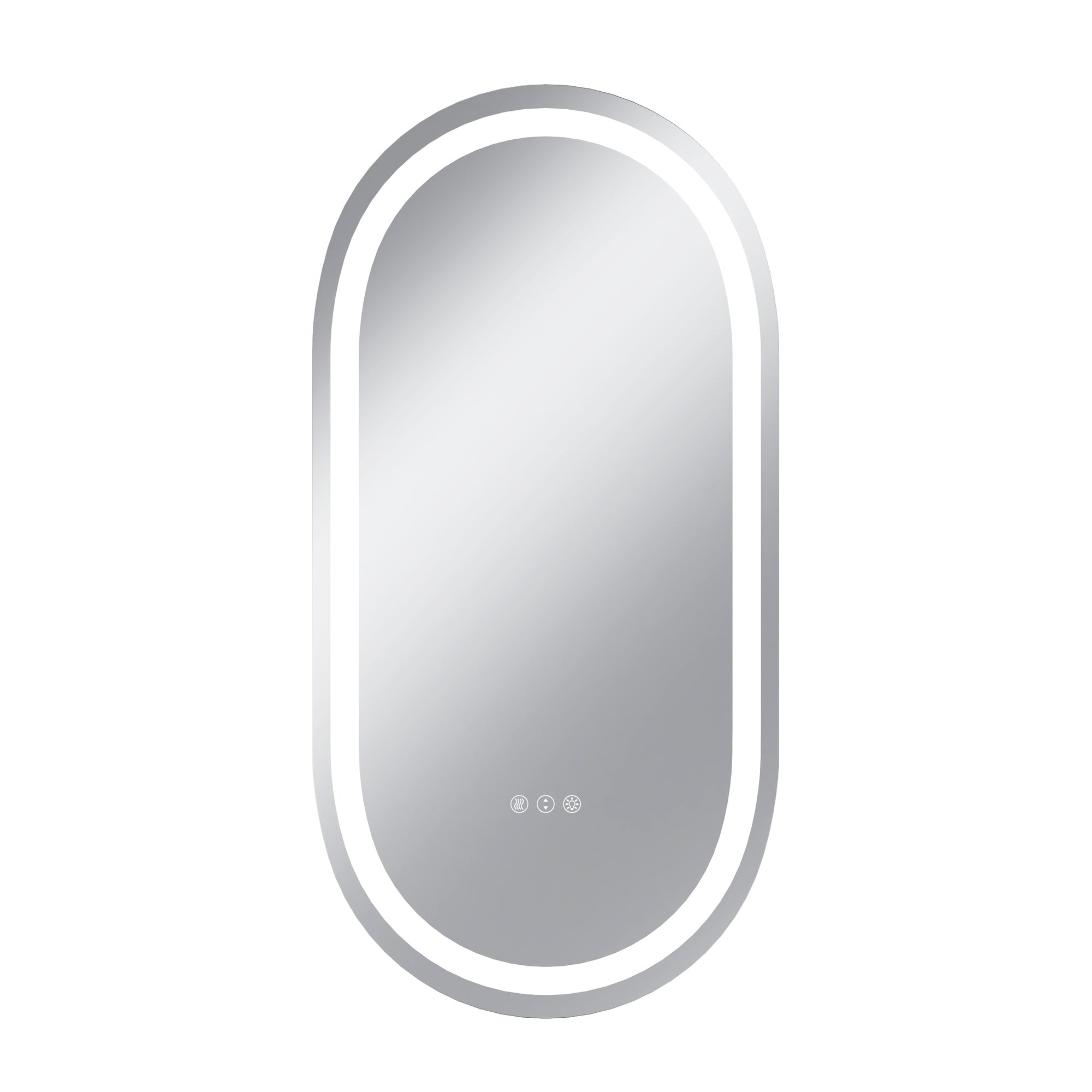 Vanityfus 20-in W 40-in H Oval Frameless Wall-Mounted Beveled Dimmable LED Lighted Fog Free Bathroom Vanity Mirror in silver