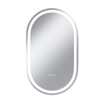 Vanityfus 24-in W 40-in H Oval Frameless Wall-Mounted Beveled Dimmable LED Lighted Fog Free Bathroom Vanity Mirror in silver