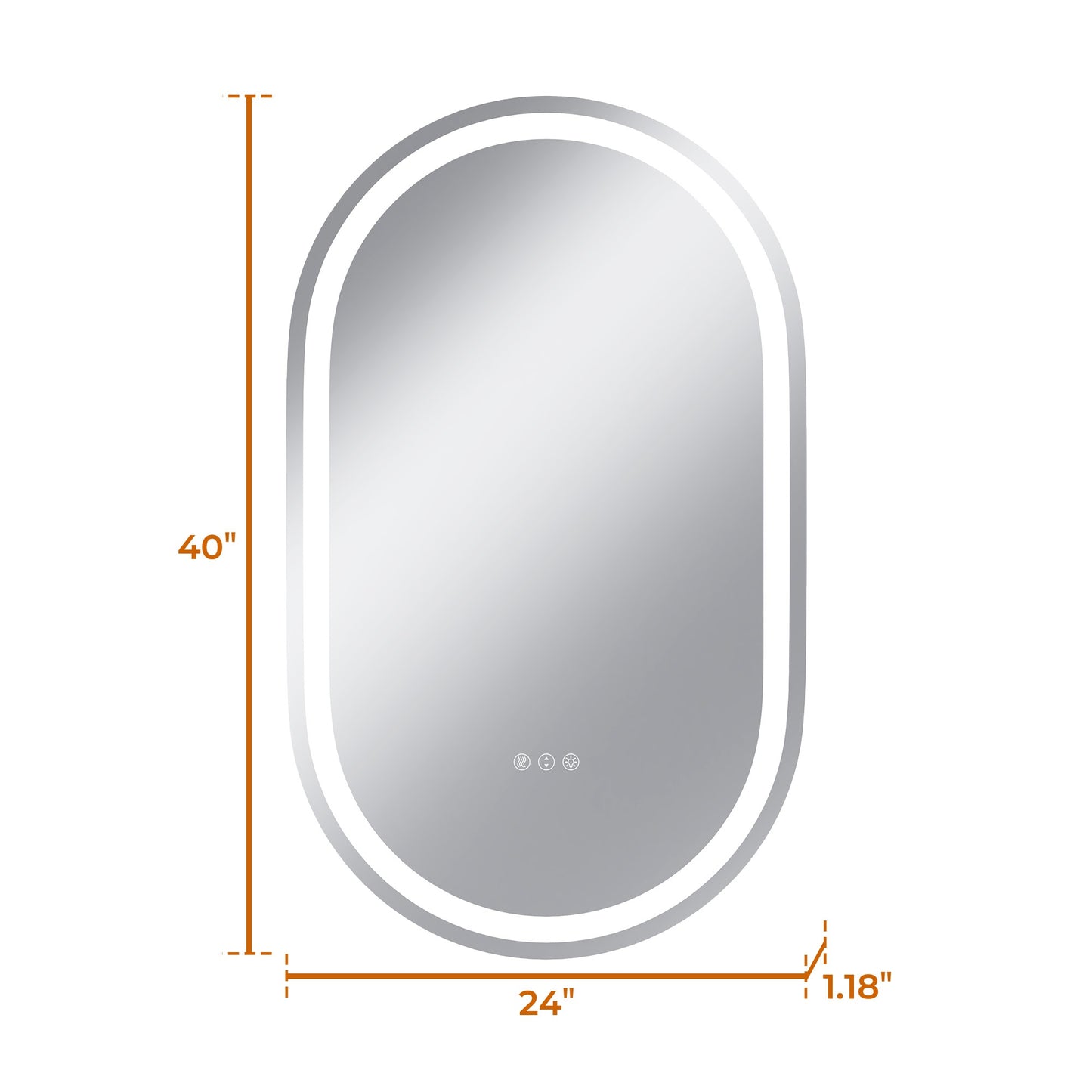 Vanityfus 24-in W 40-in H Oval Frameless Wall-Mounted Beveled Dimmable LED Lighted Fog Free Bathroom Vanity Mirror in silver