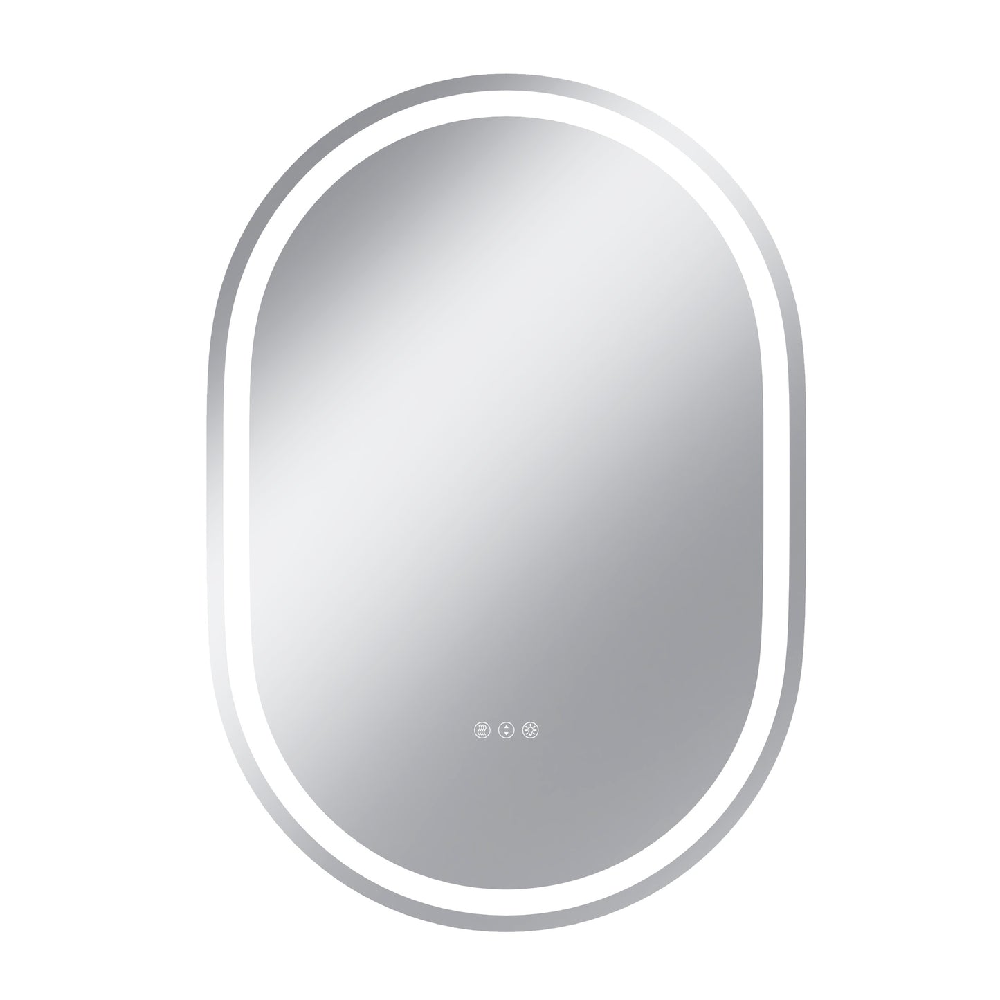 Vanityfus 28-in W 40-in H Oval Frameless Wall-Mounted Beveled Dimmable LED Lighted Fog Free Bathroom Vanity Mirror in silver