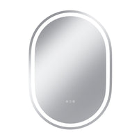 Vanityfus 28-in W 40-in H Oval Frameless Wall-Mounted Beveled Dimmable LED Lighted Fog Free Bathroom Vanity Mirror in silver