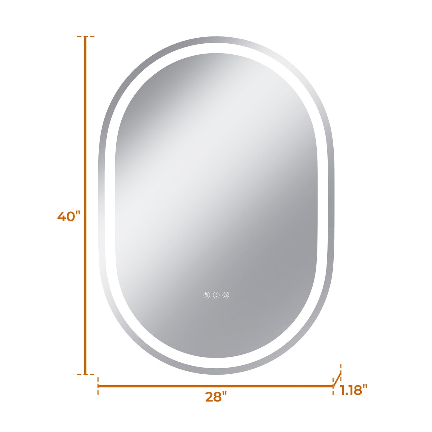 Vanityfus 28-in W 40-in H Oval Frameless Wall-Mounted Beveled Dimmable LED Lighted Fog Free Bathroom Vanity Mirror in silver