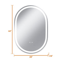 Vanityfus 28-in W 40-in H Oval Frameless Wall-Mounted Beveled Dimmable LED Lighted Fog Free Bathroom Vanity Mirror in silver