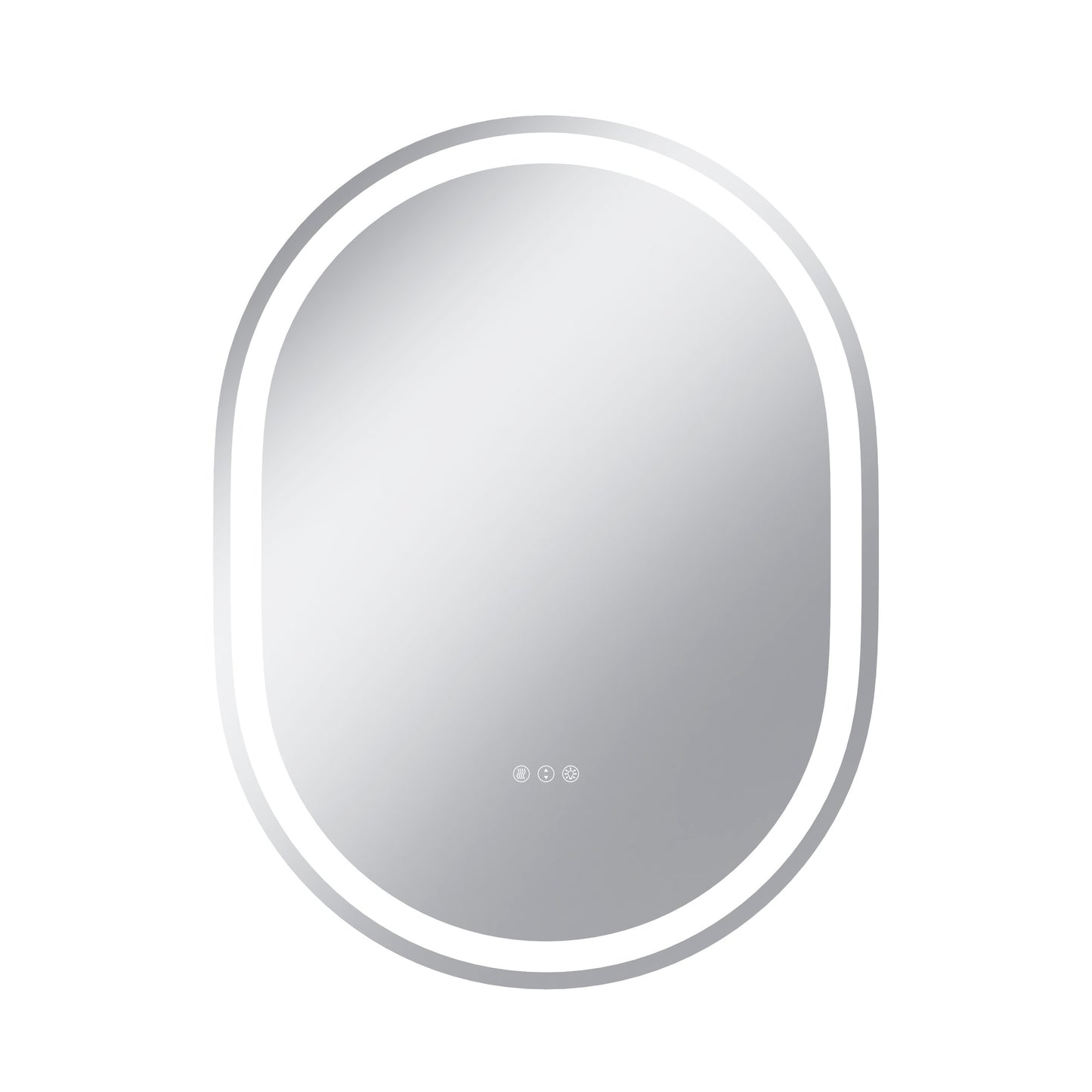 Vanityfus 30-in W 40-in H Oval Frameless Wall-Mounted Beveled Dimmable LED Lighted Fog Free Bathroom Vanity Mirror in silver