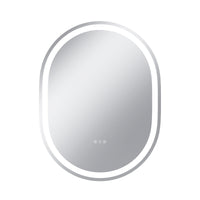 Vanityfus 30-in W 40-in H Oval Frameless Wall-Mounted Beveled Dimmable LED Lighted Fog Free Bathroom Vanity Mirror in silver