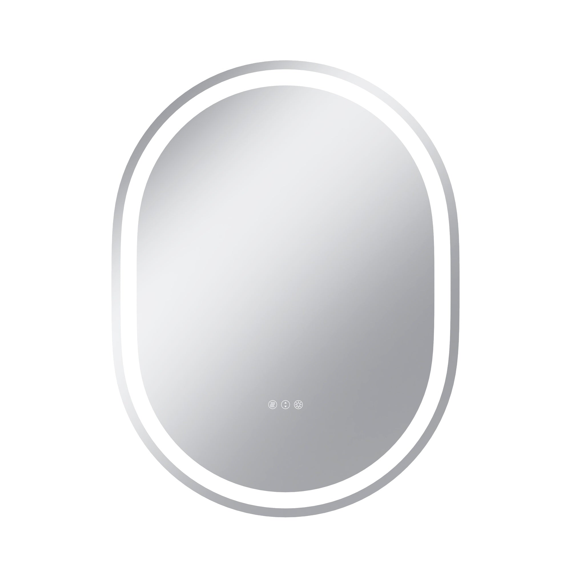 Vanityfus 30-in W 40-in H Oval Frameless Wall-Mounted Beveled Dimmable LED Lighted Fog Free Bathroom Vanity Mirror in silver