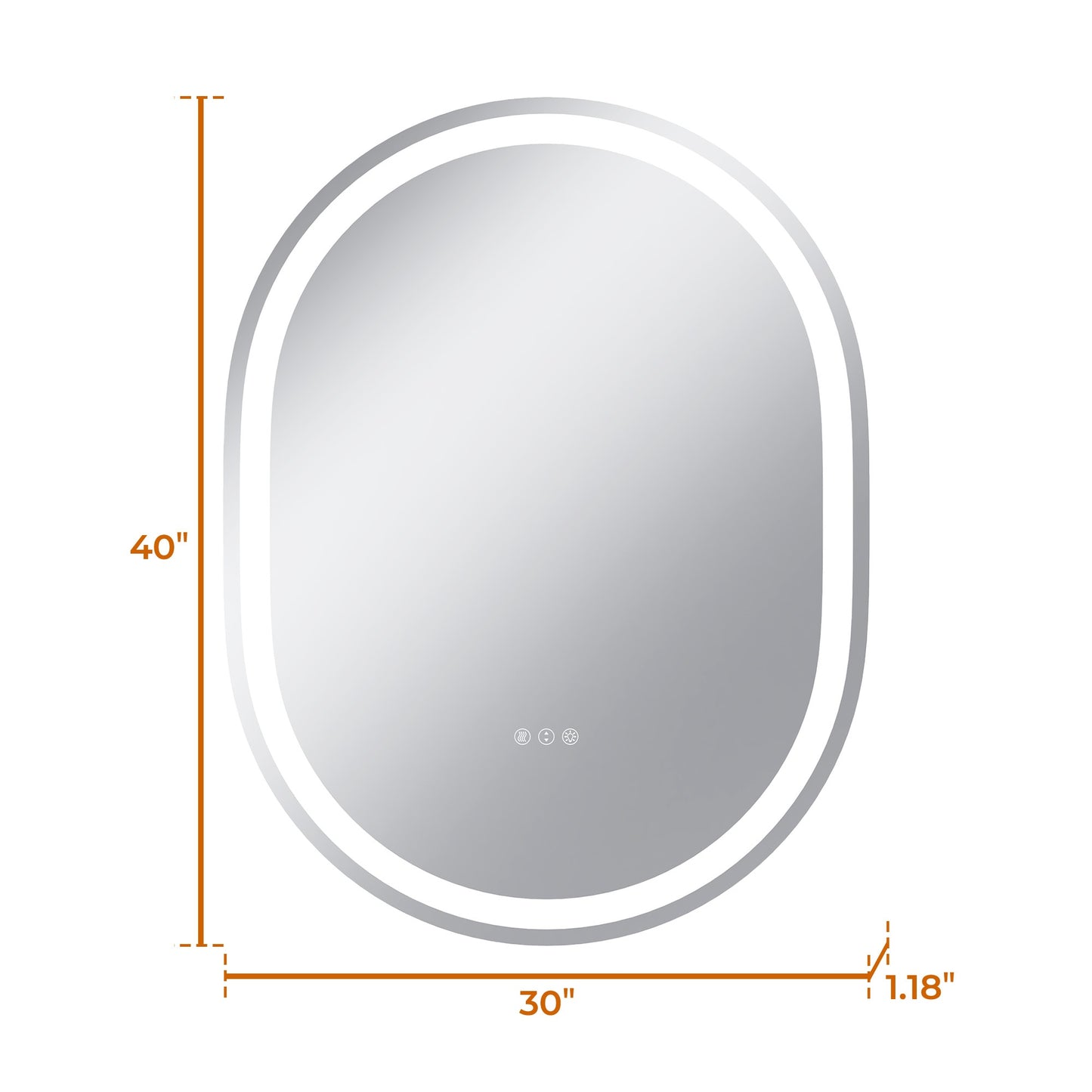 Vanityfus 30-in W 40-in H Oval Frameless Wall-Mounted Beveled Dimmable LED Lighted Fog Free Bathroom Vanity Mirror in silver