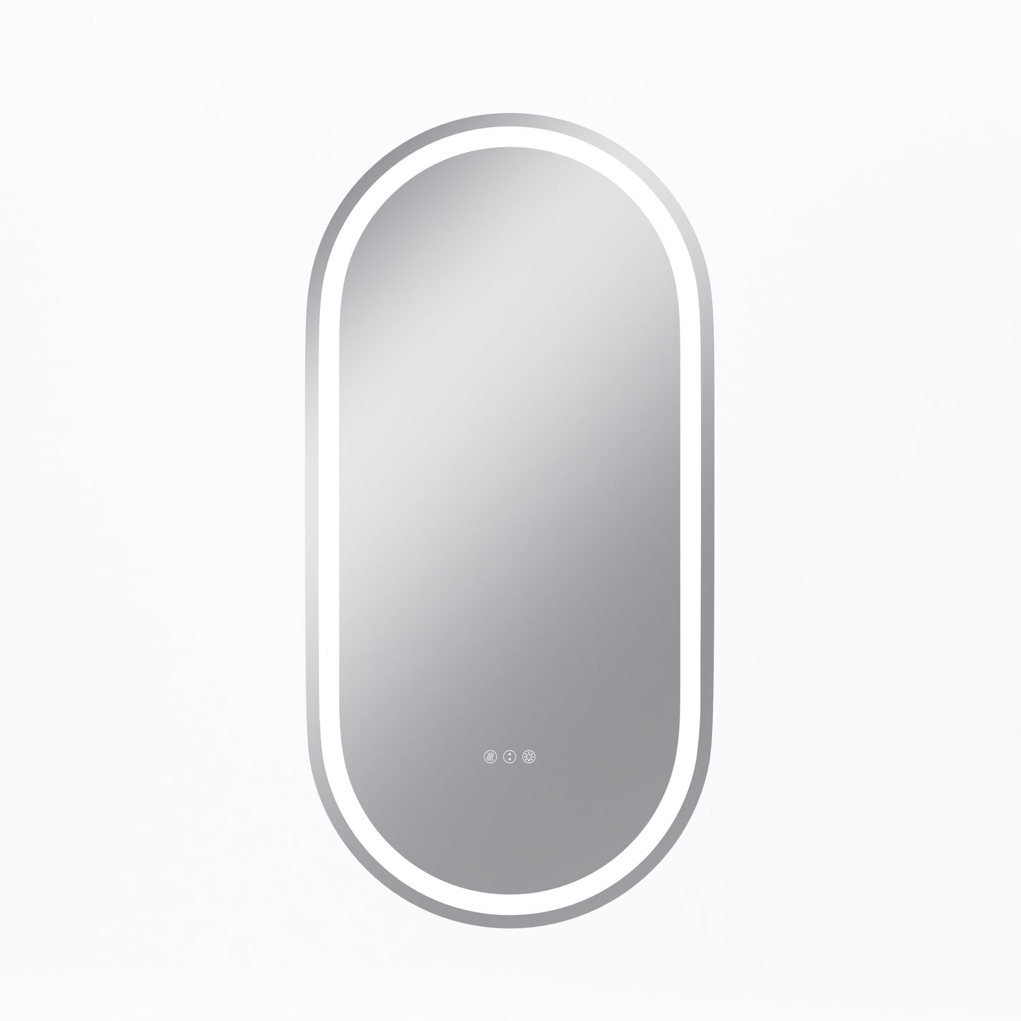 Vanityfus 24-in W 48-in H Oval Frameless Wall-Mounted Beveled Dimmable LED Lighted Fog Free Bathroom Vanity Mirror in silver