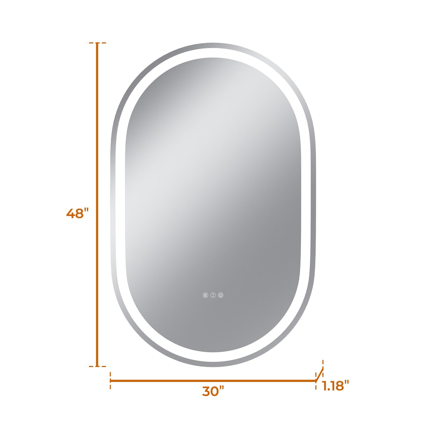 Vanityfus 30-in W 48-in H Oval Frameless Wall-Mounted Beveled Dimmable LED Lighted Fog Free Bathroom Vanity Mirror in silver