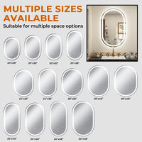 Vanityfus 20-in W 28-in H Oval Frameless Wall-Mounted Beveled Dimmable LED Lighted Fog Free Bathroom Vanity Mirror in silver