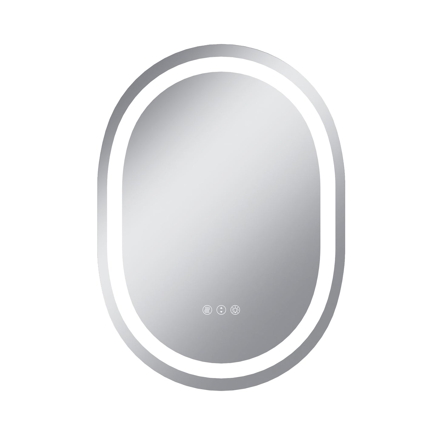 Vanityfus 20-in W 28-in H Oval Frameless Wall-Mounted Beveled Dimmable LED Lighted Fog Free Bathroom Vanity Mirror in silver