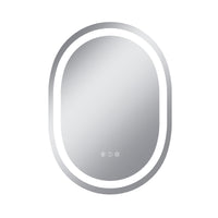 Vanityfus 20-in W 28-in H Oval Frameless Wall-Mounted Beveled Dimmable LED Lighted Fog Free Bathroom Vanity Mirror in silver