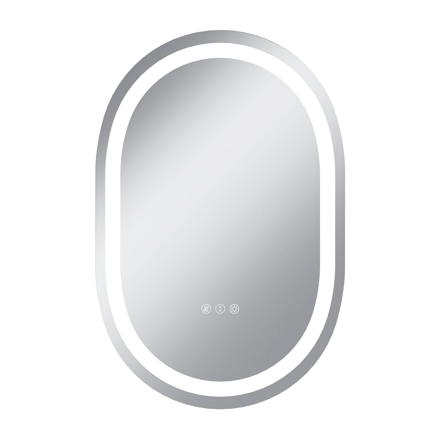 Vanityfus 20-in W 30-in H Oval Frameless Wall-Mounted Beveled Dimmable LED Lighted Fog Free Bathroom Vanity Mirror in silver