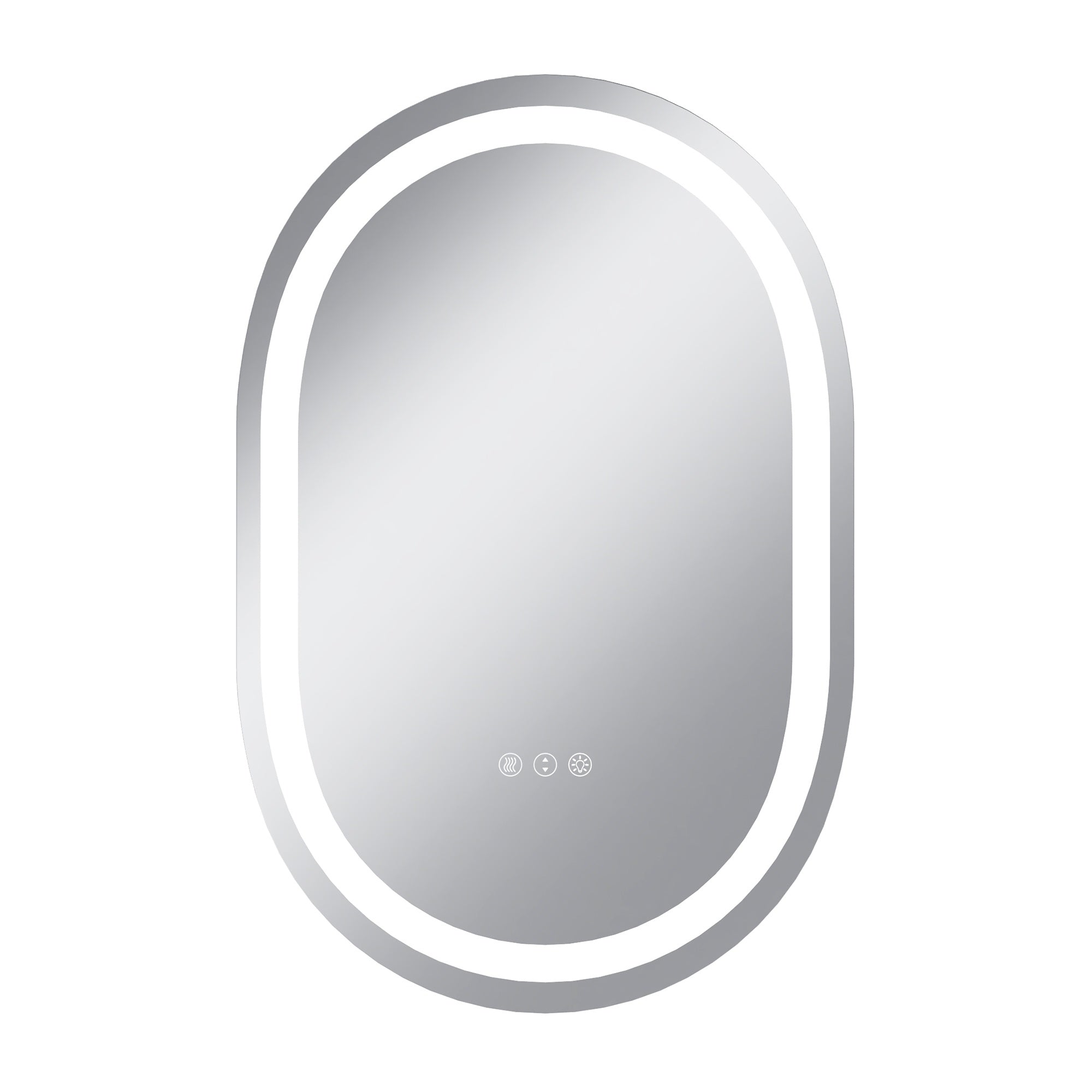 Vanityfus 20-in W 30-in H Oval Frameless Wall-Mounted Beveled Dimmable LED Lighted Fog Free Bathroom Vanity Mirror in silver