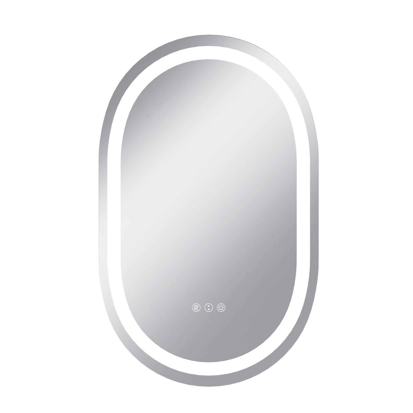 Vanityfus 20-in W 32-in H Oval Frameless Wall-Mounted Beveled Dimmable LED Lighted Fog Free Bathroom Vanity Mirror in silver