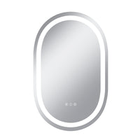 Vanityfus 20-in W 32-in H Oval Frameless Wall-Mounted Beveled Dimmable LED Lighted Fog Free Bathroom Vanity Mirror in silver