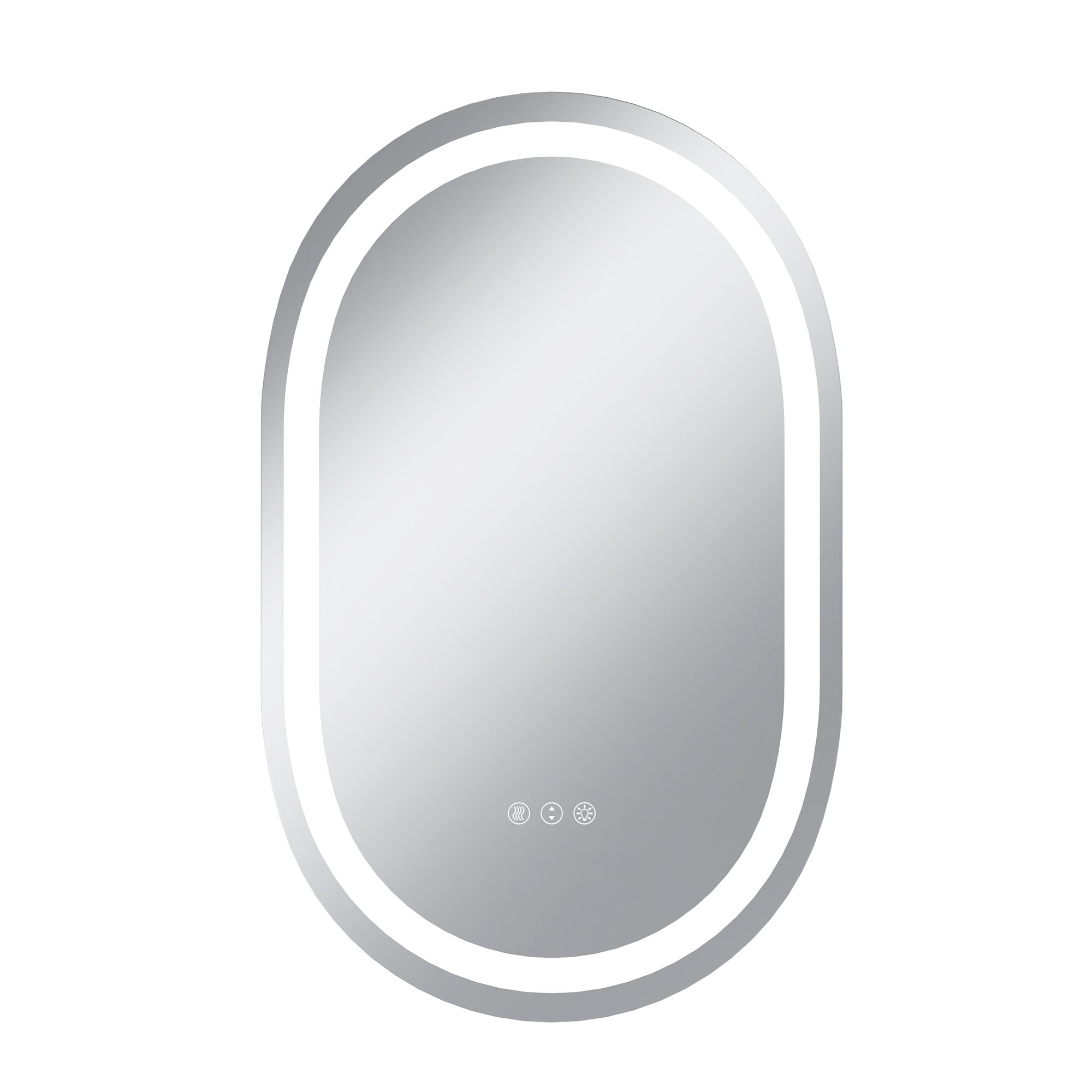 Vanityfus 20-in W 32-in H Oval Frameless Wall-Mounted Beveled Dimmable LED Lighted Fog Free Bathroom Vanity Mirror in silver