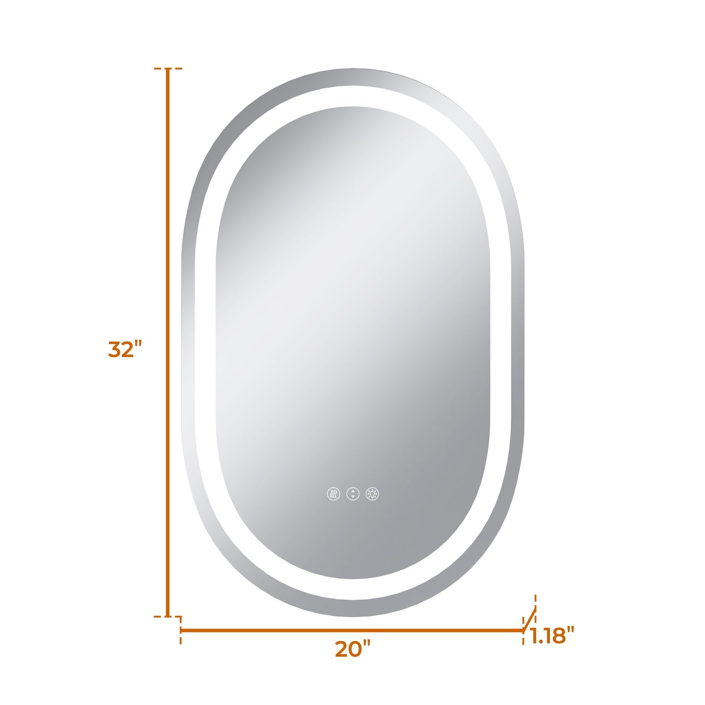 Vanityfus 20-in W 32-in H Oval Frameless Wall-Mounted Beveled Dimmable LED Lighted Fog Free Bathroom Vanity Mirror in silver