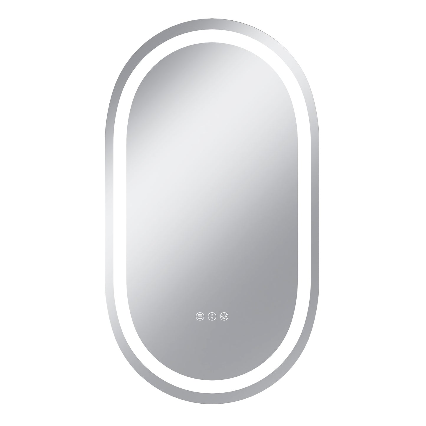 Vanityfus 20-in W 36-in H Oval Frameless Wall-Mounted Beveled Dimmable LED Lighted Fog Free Bathroom Vanity Mirror in silver