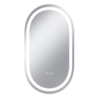 Vanityfus 20-in W 36-in H Oval Frameless Wall-Mounted Beveled Dimmable LED Lighted Fog Free Bathroom Vanity Mirror in silver
