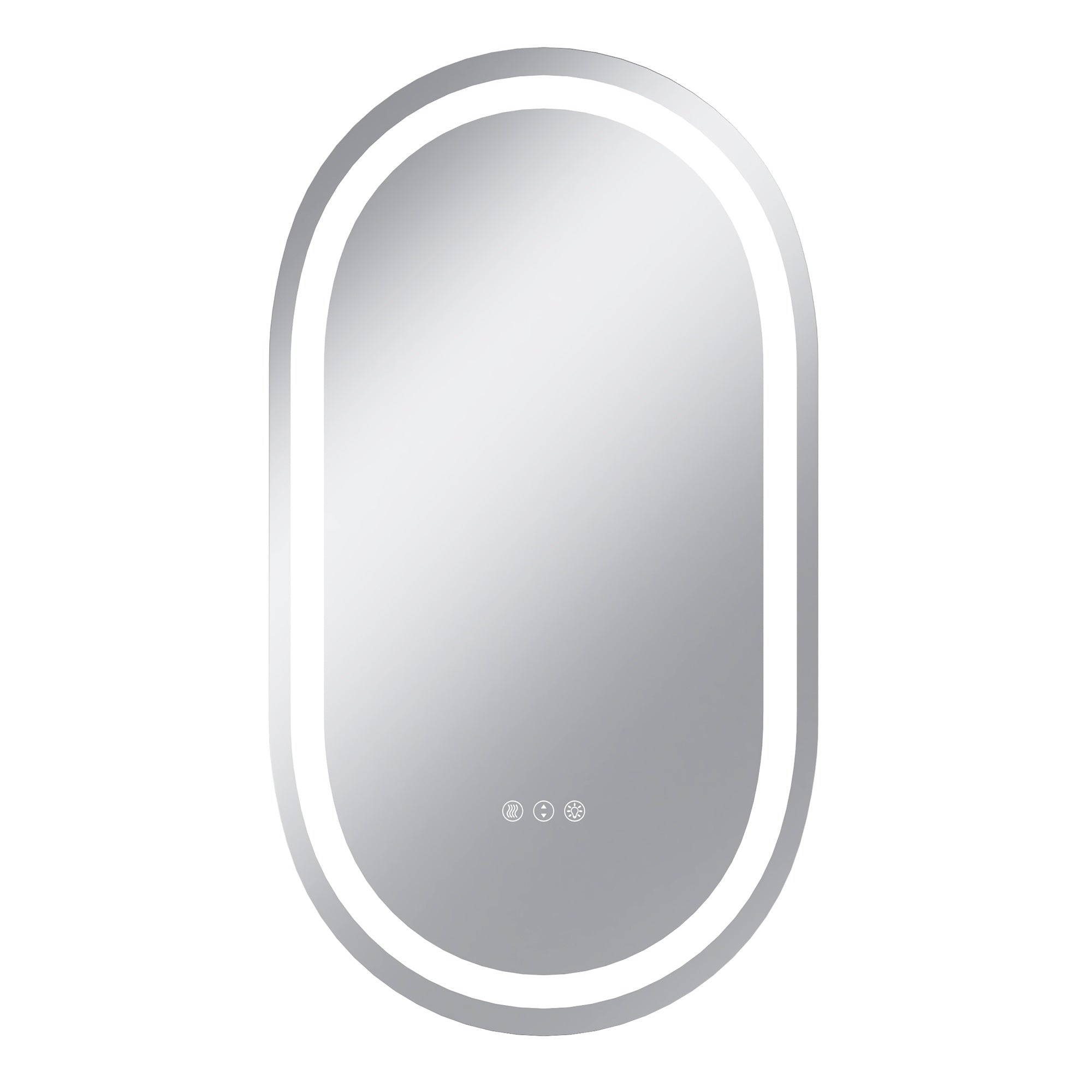 Vanityfus 20-in W 36-in H Oval Frameless Wall-Mounted Beveled Dimmable LED Lighted Fog Free Bathroom Vanity Mirror in silver