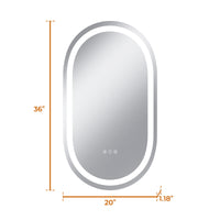 Vanityfus 20-in W 36-in H Oval Frameless Wall-Mounted Beveled Dimmable LED Lighted Fog Free Bathroom Vanity Mirror in silver
