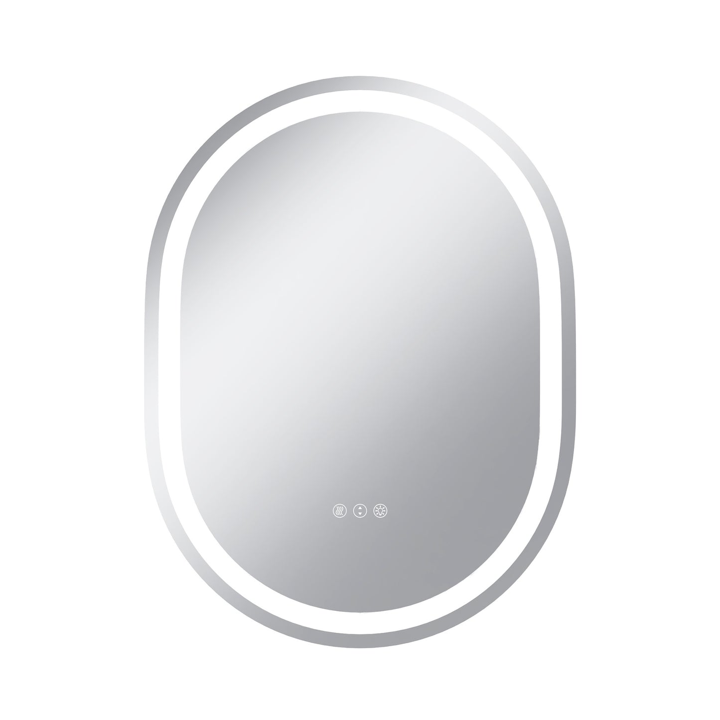 Vanityfus 24-in W 32-in H Oval Frameless Wall-Mounted Beveled Dimmable LED Lighted Fog Free Bathroom Vanity Mirror in silver