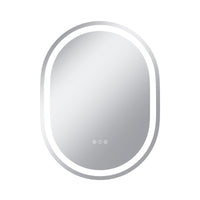 Vanityfus 24-in W 32-in H Oval Frameless Wall-Mounted Beveled Dimmable LED Lighted Fog Free Bathroom Vanity Mirror in silver