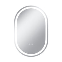 Vanityfus 24-in W 36-in H Oval Frameless Wall-Mounted Beveled Dimmable LED Lighted Fog Free Bathroom Vanity Mirror in silver