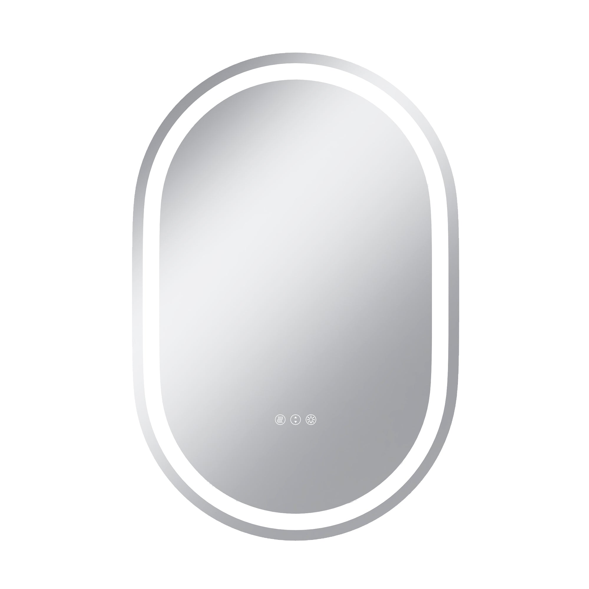 Vanityfus 24-in W 36-in H Oval Frameless Wall-Mounted Beveled Dimmable LED Lighted Fog Free Bathroom Vanity Mirror in silver
