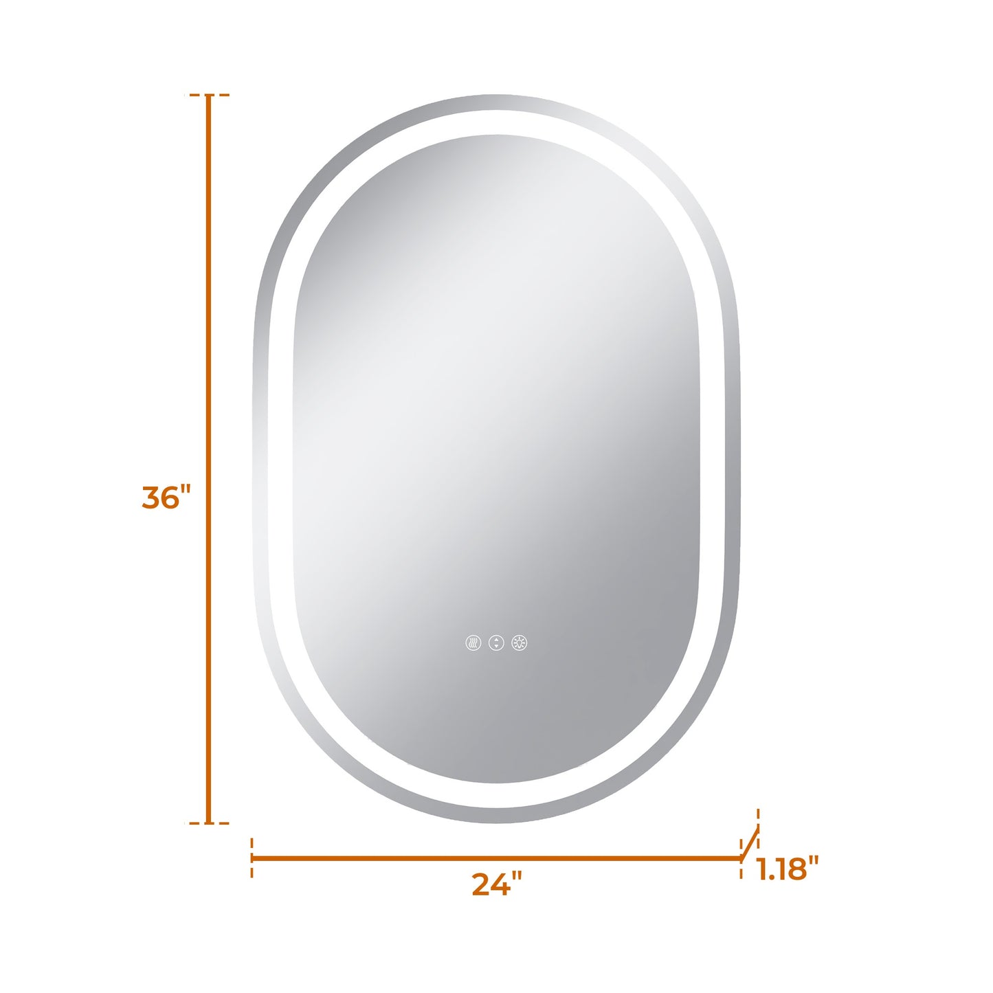 Vanityfus 24-in W 36-in H Oval Frameless Wall-Mounted Beveled Dimmable LED Lighted Fog Free Bathroom Vanity Mirror in silver