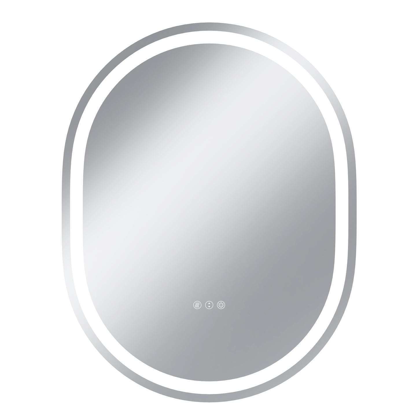 Vanityfus 28-in W 36-in H Oval Frameless Wall-Mounted Beveled Dimmable LED Lighted Fog Free Bathroom Vanity Mirror in silver